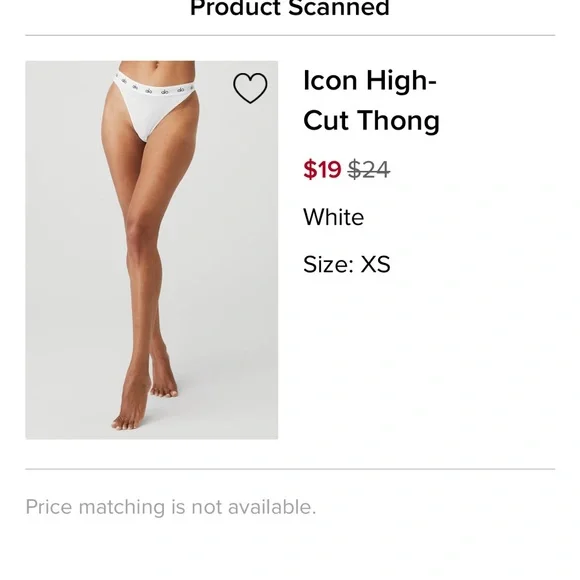 ALO Yoga White High-Cut Thong - Picture 1 of 4